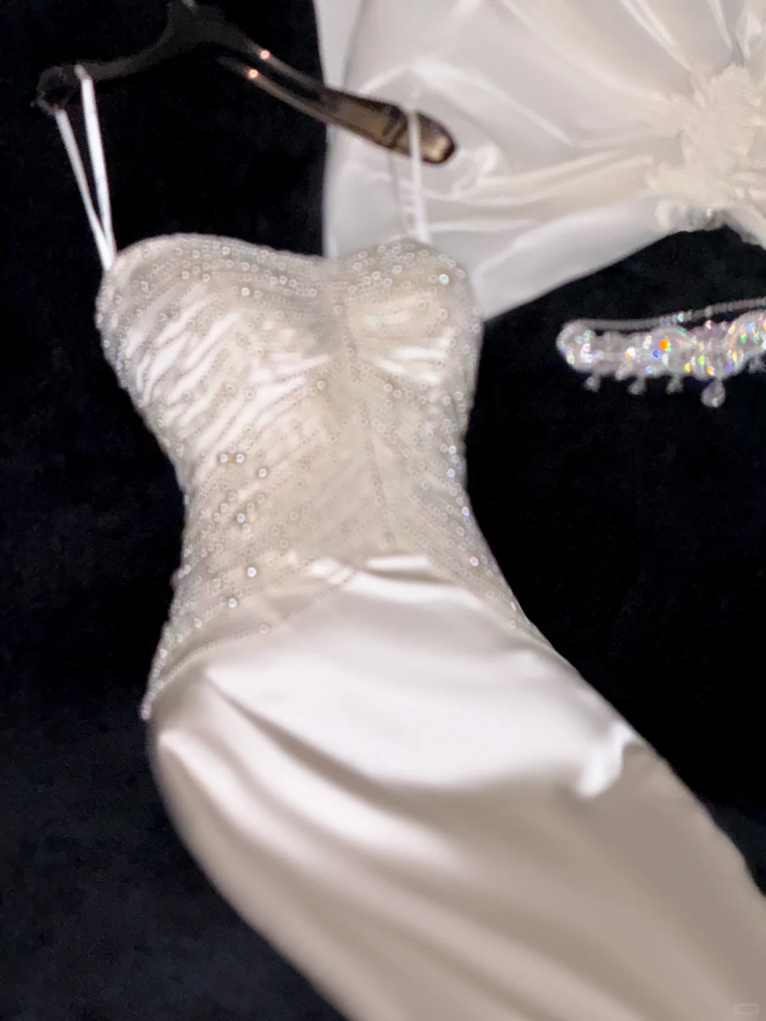 Elegant White Strapless Mermaid Satin Long Party Dresses Wedding Dresses, DP5477