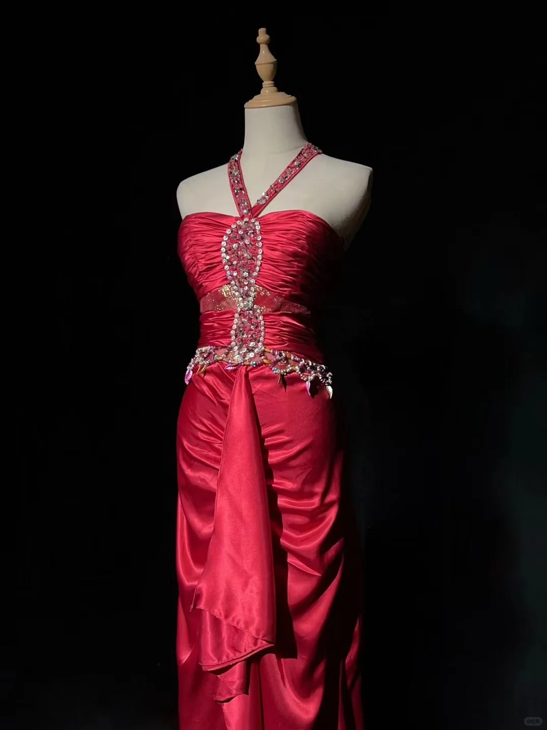 Glamorous Rust Red One-Shoulder Sheath Satin Ruched Formal Dress with Elegant Train Prom Dress DP7287