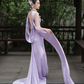 Elegant Light Purple Strapless Sheath Chiffon Long Evening Dress Prom Dresses DP6194