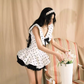Vintage Black Polka Dot A-Line Homecoming Dress Party Dress Cocktail Dress DP6703
