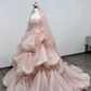 Lovely Pink Strapless A-Line Birthday Ball Gowns Sweet 16 Quinceanera Dresses, DP5490