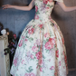 Vintage Sweetheart Floral Design Romantic Short-sleeved Evening Dress Prom Dress  DP6057
