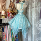 Vintage Turquoise Halter Neck Homecoming Dress Print Flowy Hem Party Gown DP8316