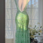 Glamorous Mint Green Sequin Mermaid Prom Gown V-Neck Beaded Evening Dress DP8127