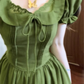 Vintage Olive Green Prom Dress A-Line Short-sleeve Evening Dress Long Formal Dress DP6710