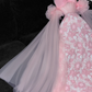 Vintage Pink Applique Bow Design A-Line Prom Dress Evening Dress DP6223
