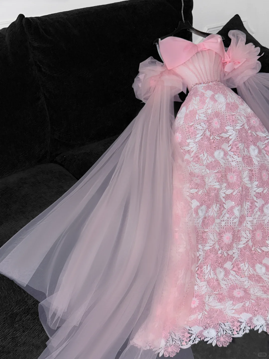 Vintage Pink Applique Bow Design A-Line Prom Dress Evening Dress DP6223