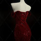 Enchanting Shiny Sequin Sweetheart Off-the-shoulder Mermaid Floor-length High Slit Prom Dress Evening Dress DP6334