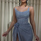 Stunning Dusty Blue Sequin Mermaid Strapless Evening Gown Prom Dress DP8164