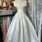 Vintage Ivory Off-the-shoulder Elegant A-Line Satin Long Evening Dress Prom Dresses DP6213