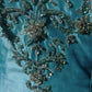 Vintage Turquoise Spaghetti Strap Beaded Embroidery Sweetheart Layered Taffeta Evening Gown DP7135