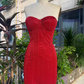Retro Trägerloses Sweetheart Schnürdesign Etuikleid aus Satin Partykleid Homecoming Kleider, DP5957