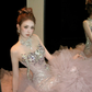 Gorgeous Glittering Pink Beaded Sequin Strapless Mermaid Design Elegant Prom Dress Evening Dress DP6251