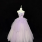 Lavender Strapless Beaded Tulle Quinceanera Dress Bow Ruffled Ball Gown DP8254