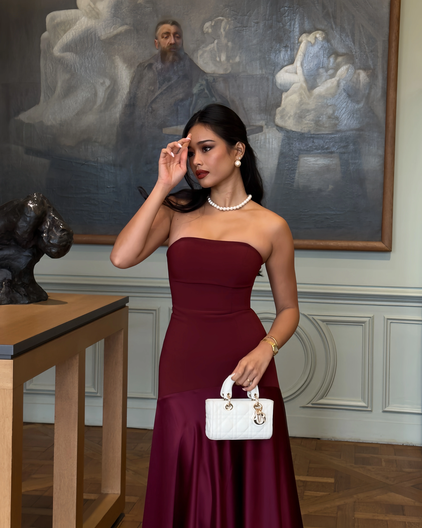 Chic Strapless Satin Sheath Evening Gown DP7402