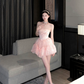 Elegant Pink Strapless Tulle Ruffle A-Line Homecoming Dress DP8818