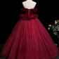 Vintage Burgundy 3D Butterflies Sweet 16 Quinceanera Off-the-shoulder Evening Dress Floor Length Ball Gown DP6909