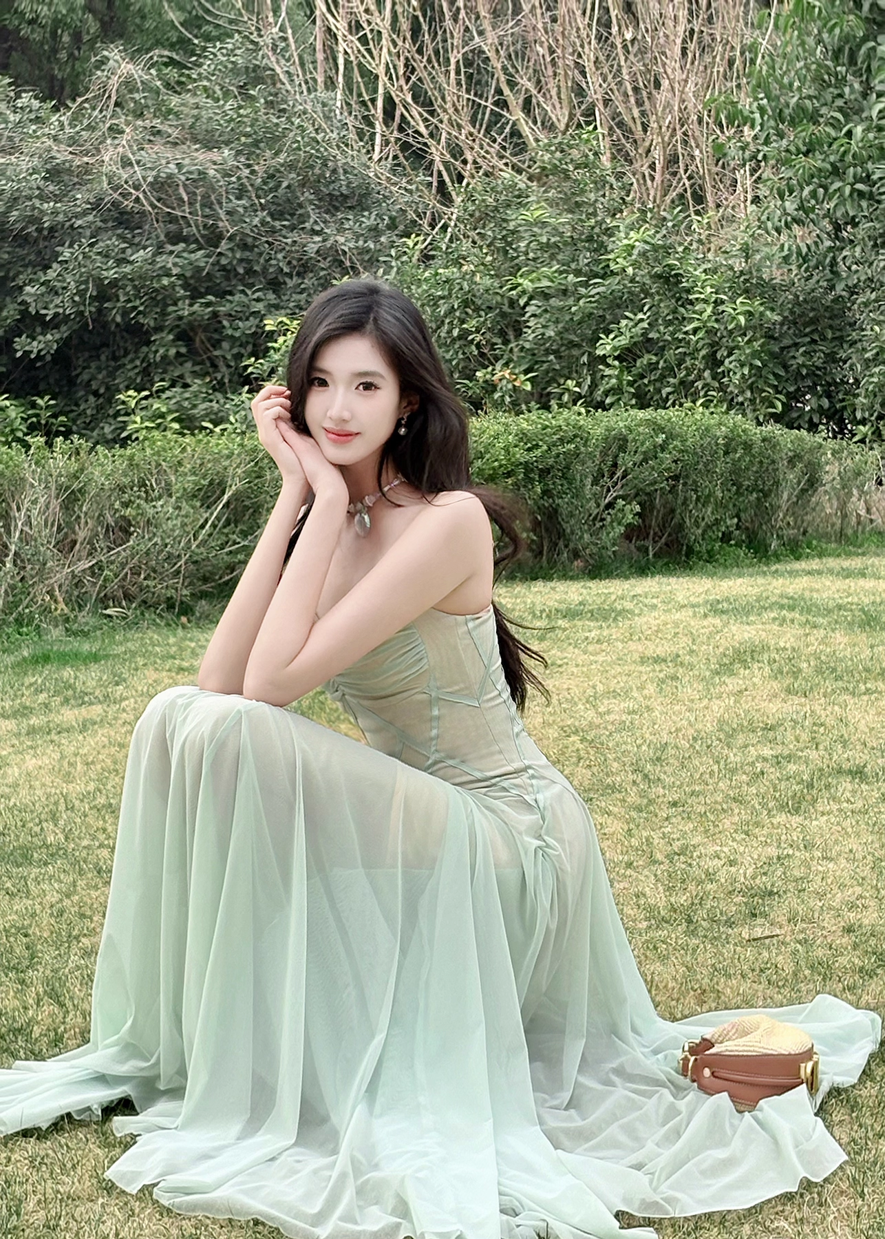 Robe de bal vintage en mousseline de soie vert sauge, coupe trapèze, bretelles spaghetti, robe de soirée longue, robe formelle DP6699