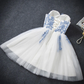 Vintage Blue Sweetheart Embroidery Design A-line Tulle Party Dress Homecoming Dress DP6069