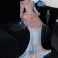 Fashion Sparkling Beaded Sequin Mermaid Elegant Chiffon Evening Dress Prom Dresses DP6165