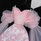Vintage Pink Applique Bow Design A-Line Prom Dress Evening Dress DP6223