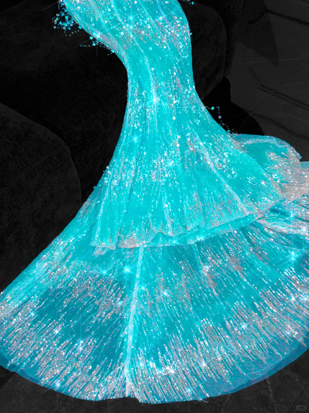 Gorgeous Sparkling Blue Beaded Sequin Mermaid Elegant Chiffon Tulle Evening Dress Prom Dresses DP6149