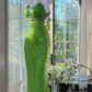 Shiny Green Sequined V-neck Spaghetti Strap Design Chiffon Prom Dress Evening Dress DP6241