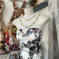 Robe de soirée longue style sirène sans bretelles à imprimé floral vintage DP6378