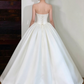 Romantic White Strapless Satin A-Line Wedding Dress DP8622