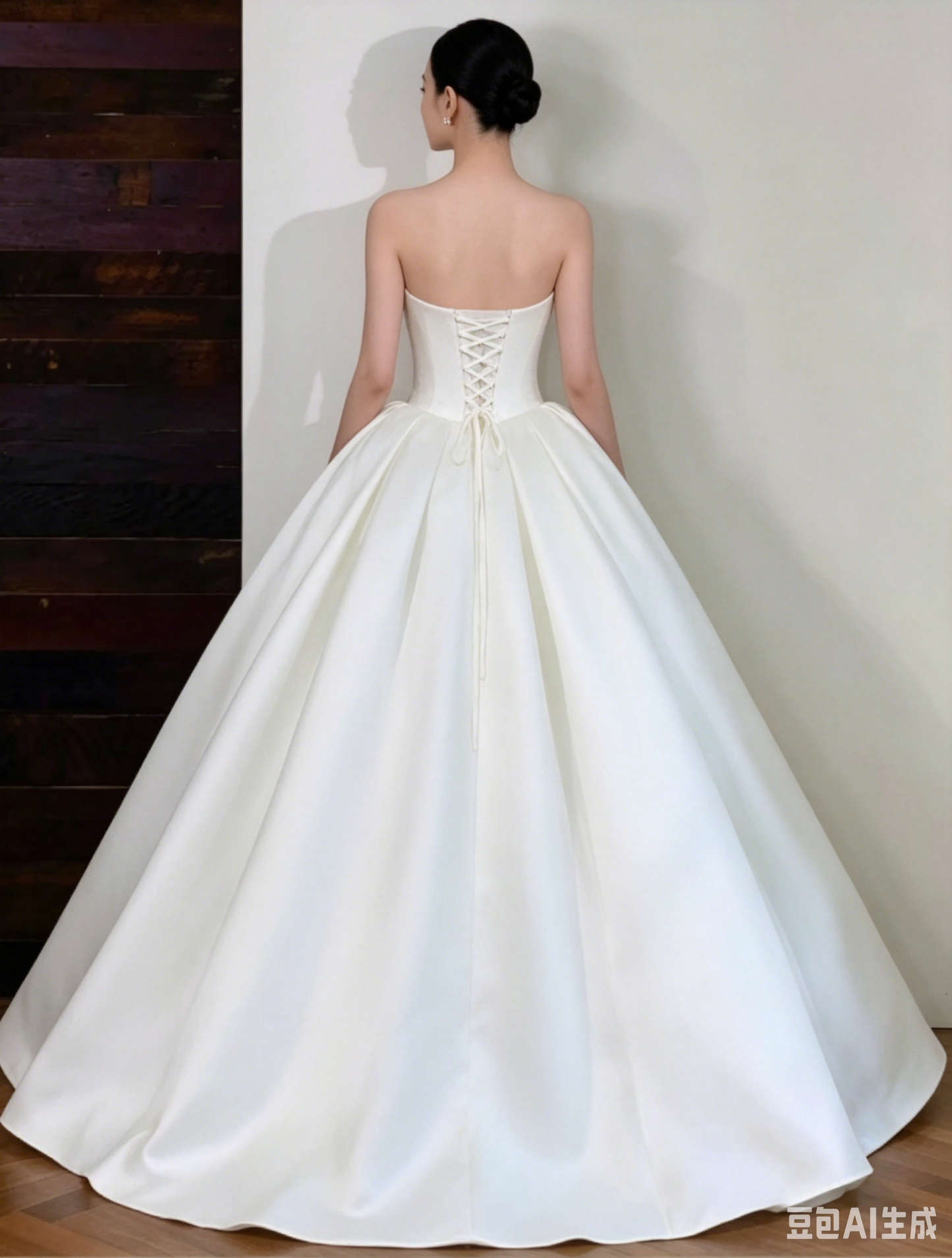 Romantic White Strapless Satin A-Line Wedding Dress DP8622