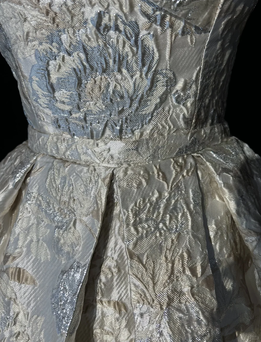 Chic Sliver Fit-and-Flare Off-Shoulder Brocade Homecoming Dress Party Dress Cocktail Dress DP7116