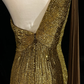 Robe de bal fourreau à sequins dorés, asymétrique, fendue jusqu'à la cuisse, DP7110