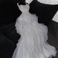 Fashion Sparkling White Beaded Sequin Mermaid Elegant Tulle Evening Dress Prom Dresses DP6164