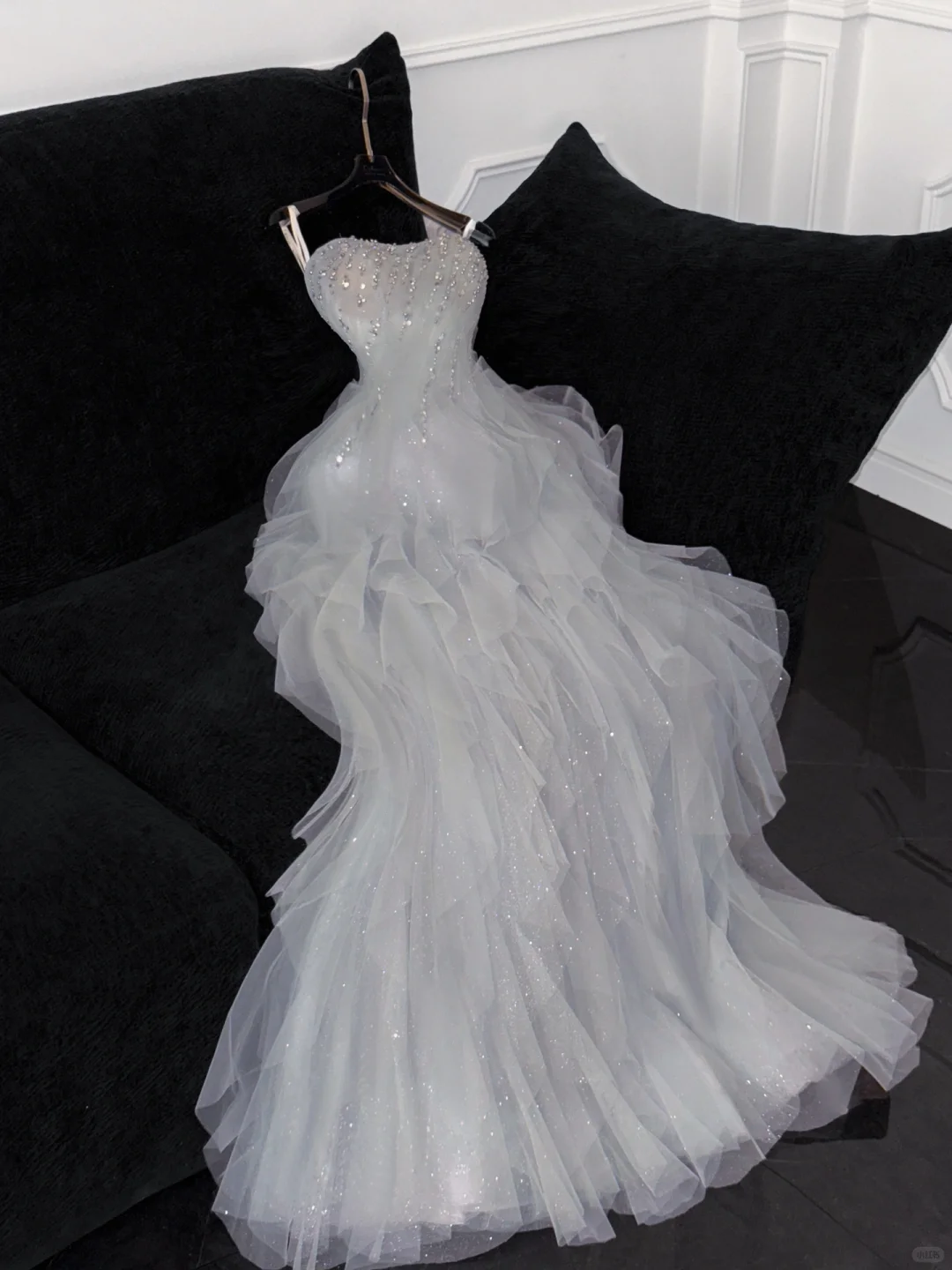 Fashion Sparkling White Beaded Sequin Mermaid Elegant Tulle Evening Dress Prom Dresses DP6164