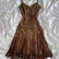 Vintage Embroidery Chiffon Spaghetti Strap Homecoming Dress Party Dress Cocktail Dress DP6676