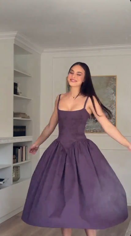 Robe de bal trapèze violette vintage à bretelles spaghetti et lacets, robe de soirée formelle DP6698