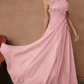 Elegant Pink Halter Ruffled Trim Ruched Chiffon A-Line Prom Dress DP8456