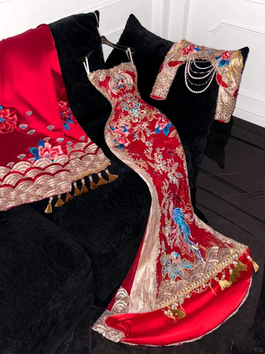Sparkling Beaded Sequin Mermaid Design Exquisite Embroidery Gorgeous Evening Dress Prom Dresses DP6177