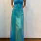 Charming Blue Halter Satin Tulle Long Evening Party Dress, DP3012