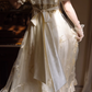 Elegant Cream Lace & Sequin Puffy Sleeves Evening Dress Prom Dress DP8117