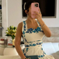 Pretty White Square Neck A-Line Long Formal Party Dress, DP3784