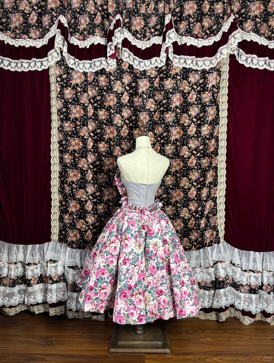 Robe de bal élégante à fleurs, bustier, volants et nœud, coupe trapèze, pour quinceañera DP7074