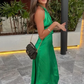 Elegant Yellow Halter-neck Backless Long Prom Dress  Evening Dress Wedding Guest Dress,DP1502
