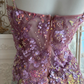 Sparkly Iridescent Pink Sequin Mermaid Evening Gown Floral Applique & Slit Prom Dress DP8298