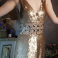 Retro Golden V-neck Sparkling Beaded Sequin Design A-line Short Homecoming Dress DP6058