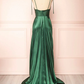 Green Straps A-Line Cowl Neck Satin Maxi Dress Bridesmaid Dress,DS4988