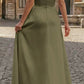 Elegant Olive Green Off-the-Shoulder A-Line Ruffle Evening Dress DP8531
