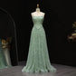 Vintage Square Neck Tulle Evening Gown Sparkling Beaded Embroidery Prom Dress DP8280