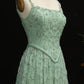 Vintage Square Neck Tulle Evening Gown Sparkling Beaded Embroidery Prom Dress DP8280