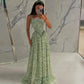 Vintage Square Neck Tulle Evening Gown Sparkling Beaded Embroidery Prom Dress DP8280